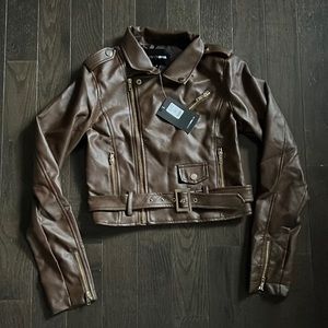 Fashionova Brown Vegan leather Jacket